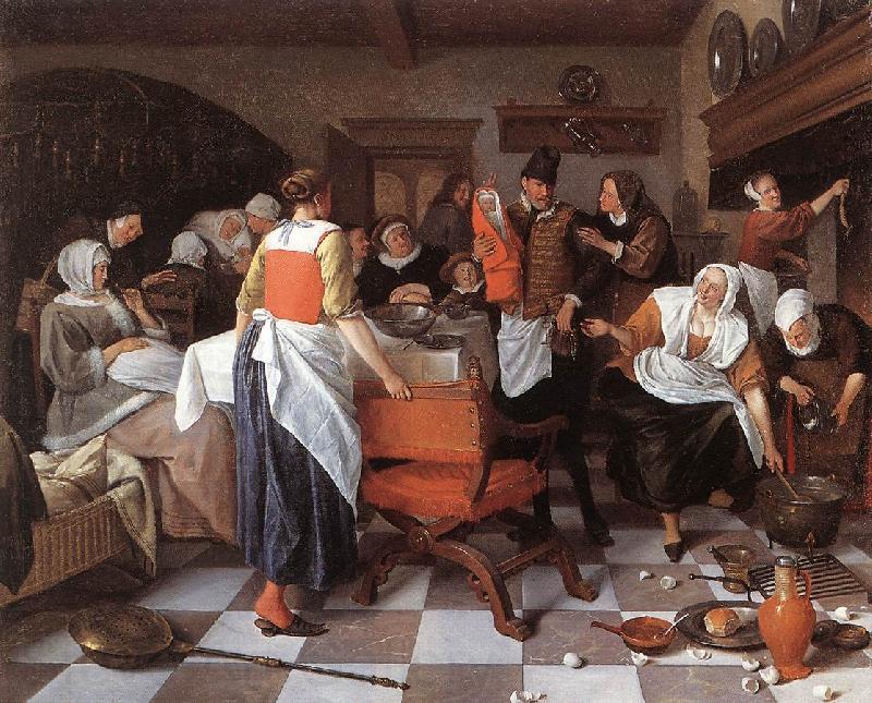 Jan Steen Celebrating the Birth France oil painting art